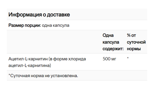  Acetyl-L-Carnitine 500 mg (Ацетил-L-карнитин) 60 капсул (Thorne Research) фото 2