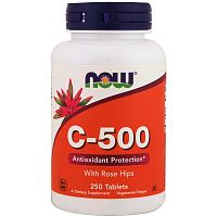 Now Foods Vitamin C-500 Витамин С-500 с шиповником 250 таблеток.