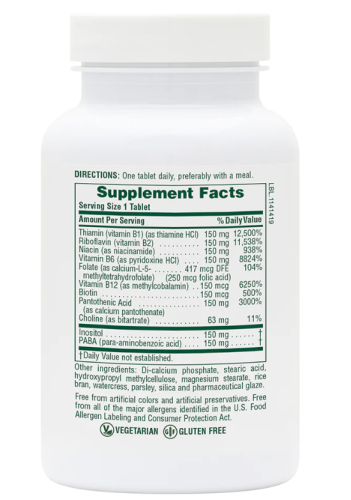 NaturesPlus Sustained Release Mega B-150 (Сбалансированный комплекс витминов группы B с замедленным высвобождением) 60 таблеток фото 2