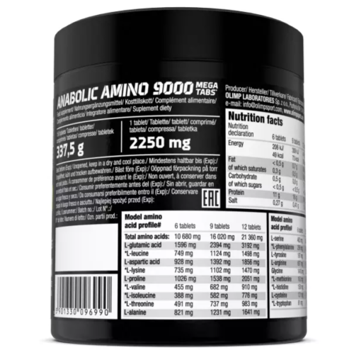 Аминокислотный комплекс Anabolic Amino 9000 mg MEGA TABS 150 таблеток (Olimp) фото 2