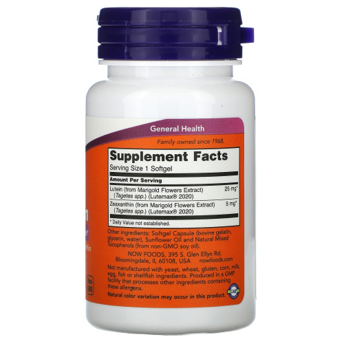 Now Foods Lutein & Zeaxanthin (Лютеин и Зеаксантин) 60 капсул фото 2