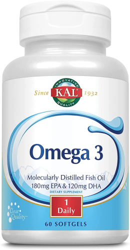 KAL Omega 3 Fish Oil (Омега 3, молекулярно дистиллированный рыбий жир) 180 EPA/120 DHA 60 мягких капсул