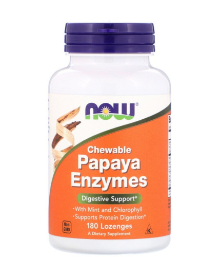Papaya Enzymes (Жевательные Ферменты Папайи) 180 пастилок (Now Foods)