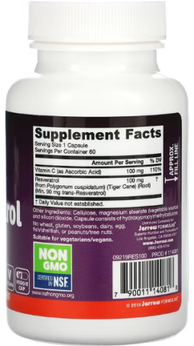 Resveratrol 100 mg (Ресвератрол 100 мг) 60 вег капсул (Jarrow Formulas) фото 2