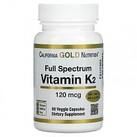 Vitamin K2 120 мкг Full Spektrum 60 вег капсул (California Gold Nutrition)