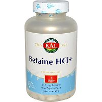 KAL Betaine HCl+ (Бетаина гидрохлорид+) 250 мг. 250 таблеток