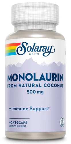 Solaray Monolaurin from Natural Coconut (Монолаурин из натурального кокосового ореха) 500 мг. 60 растительных капсул