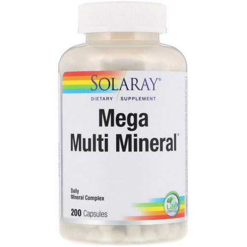 Solaray Mega Multi Mineral Iron-Free (Ежедневный минеральный комплекс без железа) 200 капсул фото 2
