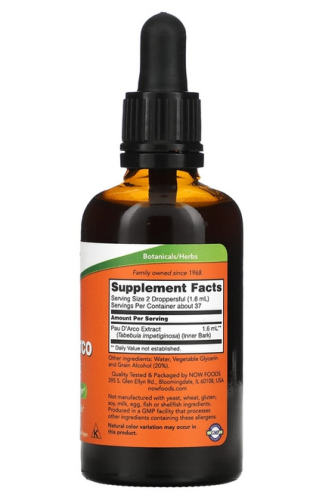 Now Foods Pau D'Arco Extract (Пау Д'Арко, Кора Муравьиного Дерева) 60 мл. фото 2