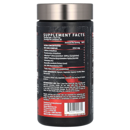 Lipo-6 Black Ultra Concentrate 60 капсул (Nutrex) фото 2