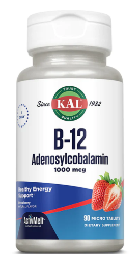 KAL Витамин B-12 Аденозилкобаламин (Vitamin B-12 Adenosylcobalamin) 1000 мкг. 90 микротаблеток