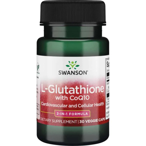 L-Glutathione 200 mg with CoQ10 100 mg 30 вег капсул (Swanson)