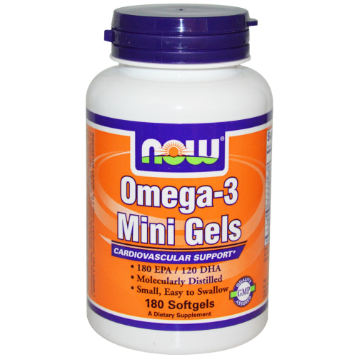 Now Foods Omega-3 Mini Gels Омега-3 180 мини-гелевых капсул  фото 3