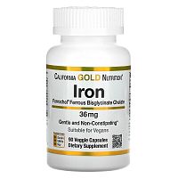 Iron Ferrochel (железо бисглицинат) 36 мг 90 капсул (California Gold Nutrition)