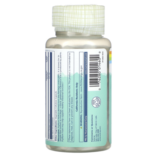 Solaray Psyllium Husk (Шелуха семян подорожника) 525 мг. 100 растительных капсул фото 4
