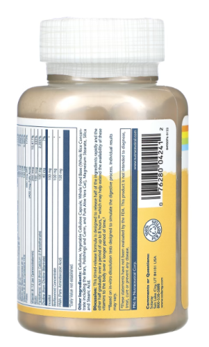 Solaray Mega Vitamin B-Stress Time Released (Мега-витамин B для снятия стресса замедленного высвобождения) 120 растительных капсул  фото 5