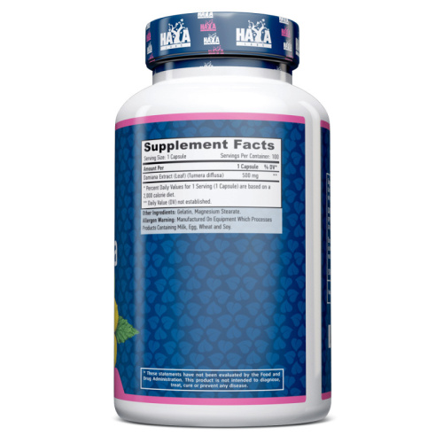 Damiana 500 mg (Экстракт Дамианы 500 мг листья) 100 капсул (Haya Labs) фото 2