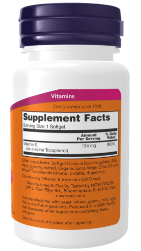 Now Foods Vitamin E-200 With Mixed Tocopherols (Витамин E смешанные токоферолы) 100 мягких капсул фото 5