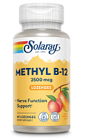 Solaray Methyl B-12 (Матилкобаламин, Витамин B12) 2500 мкг. 60 леденцов со вкусом манго-персик