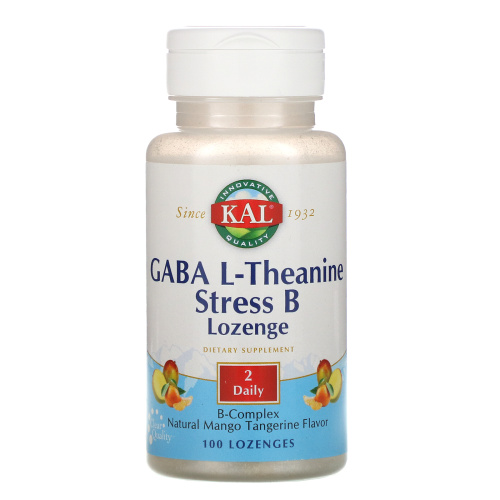 GABA L-Theanine Stress B (гамк L-теанин) вкус манго и танжерина 100 пастилок (KAL) фото 2