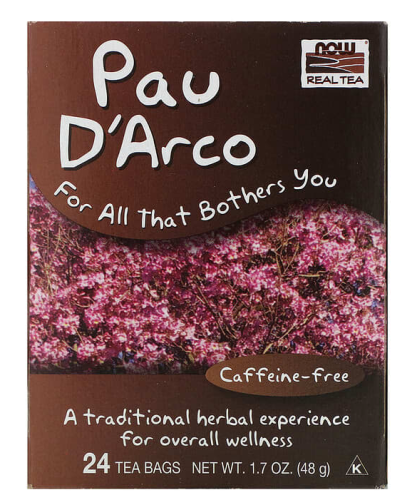 PAU D'ARCO TEA 2 г (Настоящий чай из коры муравьиного дерева, без кофеина) 24 пакетика (Now Foods)