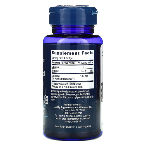 Life Extension Super Ubiquinol CoQ10 (Суперубихинол Коэнзим Q10) 100 мг. 60 мягких капсул фото 2