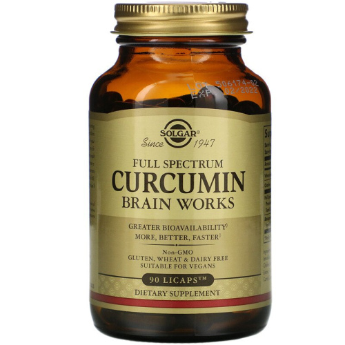 Solgar Full Spectrum Curcumin Brain Works (Куркумин, ГАМК, Мелатонин) 90 капсул фото 2