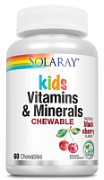 Solaray Kids Vitamins & Minerals Chewable (Витамины и минералы для детей) 60 жевательных таблеток