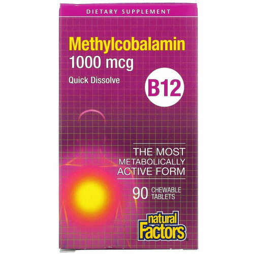 Methylcobalamin 1000 мкг (Метилкобаламин B12) 90 жевательных таблеток (Natural Factors)
