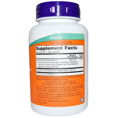 Now Foods Tri-Chromium Хром Три Формы 500 мкг. 180 растительных капсул фото 2