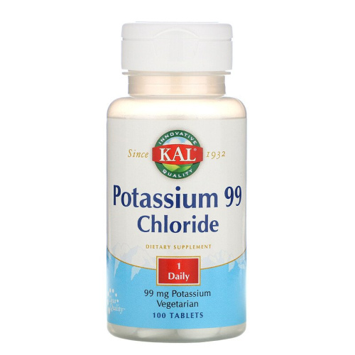 KAL Хлорид калия (Potassium Chloride) 99 мг. 100 таблеток