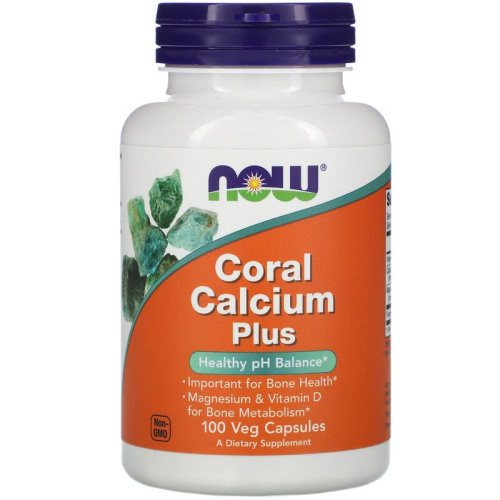 Coral Calcium Plus Magnesium, D3 (Коралловый кальций плюс Магний, Д3) 100 вег капс (Now Foods)