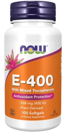 Vitamin E-400 with Mixed Tocopherols (Витамин Е смешанные токоферолы) 100 мягких капсул (Now Foods)
