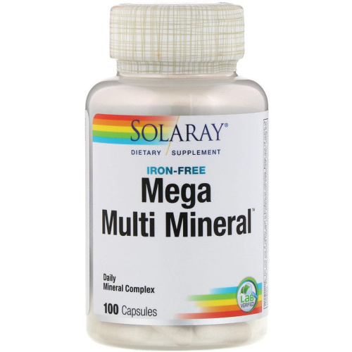 Mega Multi Mineral Iron-Free (Комплекс минералов без железа в составе) 100 капсул (Solaray) фото 5