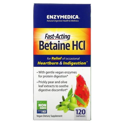 Enzymedica Betaine HCL (Бетаин Гидрохлорид) 120 капсул