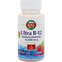 KAL Ultra B-12 Methylcobalamin ActivMelt (Витамин B12, Метилкобаламин) 10000 мкг. 30 микротаблеток 