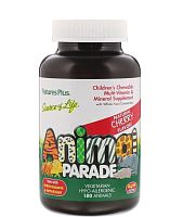 Multivitamin Animal Parade (Детские мультивитамины) 180 таблеток (NaturesPlus) (Вишня)