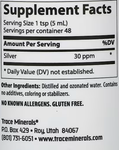 Colloidal Silver 30 PPM (Коллоидное серебро 30 частей на миллион) 237 мл Trace Minerals фото 2