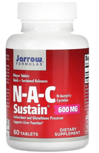 Jarrow Formulas Vegan N-A-C Sustain (N-ацетил-L-цистеин) 600 мг. 60 таблеток  фото 2