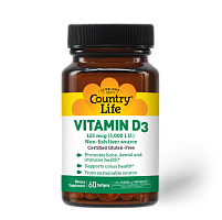 Vitamin D3 5,000 IU (Витамин Д3 125 мкг) 60 мягких капсул (Country Life)