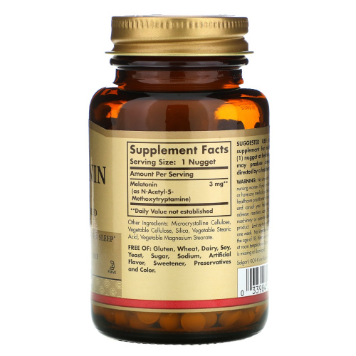 Solgar Мелатонин (Melatonin) 3 мг. 120 жевательных таблеток фото 2