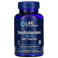 Life Extension Benfotiamine with Thiamine (Бенфотиамин с тиамином) 100 мг. 120 растительных капсул