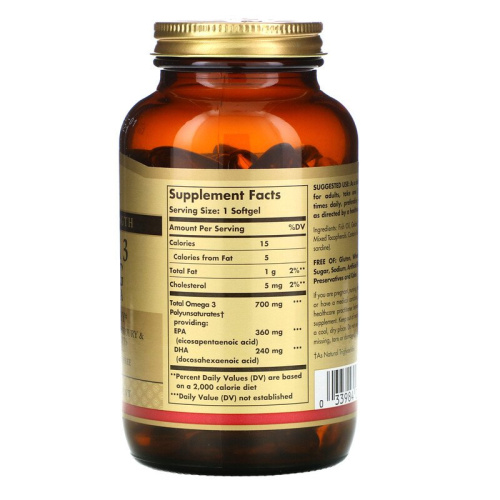 Double Strength Omega-3 700 мг with 600 mg EPA & DHA (Омега-3) 30 капсул (Solgar) фото 2