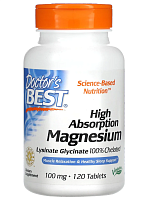 Doctor's Best High Absorption Magnesium Lysinate Glycinate 100% Chelated (Магний с высокой абсорбцией, Лизинат глицинат 100% хелатный) 100 мг. 120 таблеток