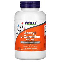 Now Foods Ацетил-L-Карнитин (Acetyl-L-Carnitine) 500 мг. 200 растительных капсул