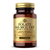 Folate 666 mcg DFE (400 mcg Folic Acid) 100 таблеток (Solgar)