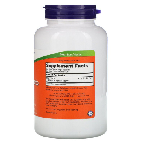 Now Foods Saw Palmetto Berries (Со Пальметто, Ягоды сереноя) 550 мг. 250 растительных капсул фото 2