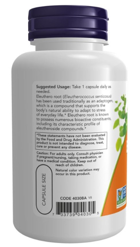 Eleuthero 500 мг (Элеутерокок) 100 вег капсул (Now Foods) фото 3