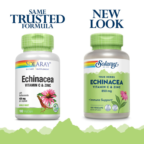 Echinacea 850 mg Vitamin C & Zinc (Эхинацея 850 мг Цинк Витамин С) 100 вег капсул (Solaray) фото 2
