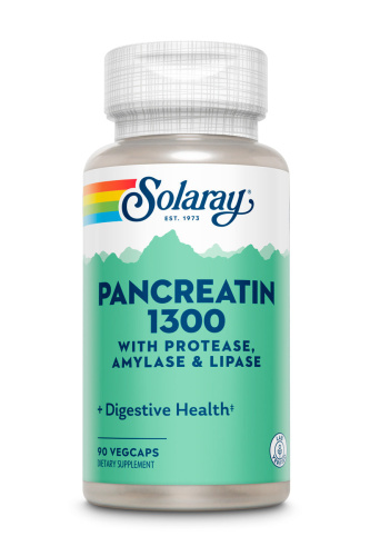 Solaray Pancreatin with Protease, Amylase & Lipase (Панкреатин с протеазой, амилазой и липазой) 1300 мг. 90 растительных капсул 